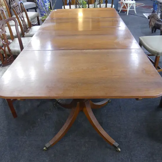 LG REGENCY STYLE DOUBLE PEDESTAL DINING TABLE w. 2 LEAVES 1250x2740x705mm