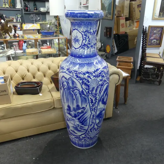 EXTRA LG ORIENTAL B/W FLOOR VASE H.1300mm