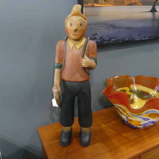 CARVED WOODEN TINTIN H.640mm repairs