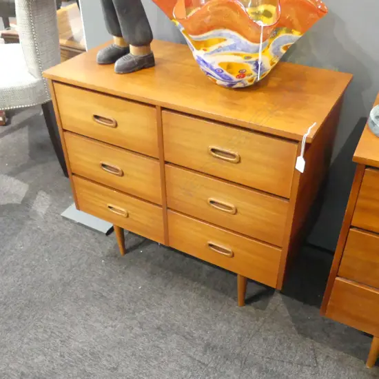 RETRO MAHOGANY VENEER 6 DRAWER CHEST 800x395x720mm