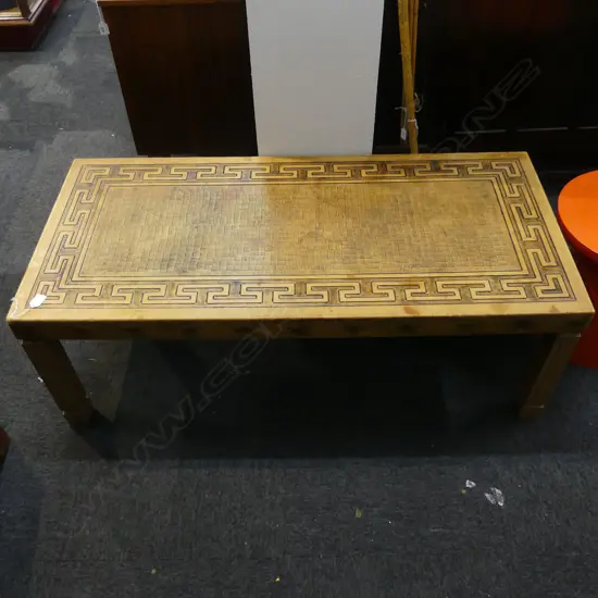 COFFEE TABLE; EMBOSSED LEATHER TOP 1220x570x440mm