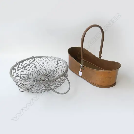 COPPER BUCKET W.430mm + WIRE MESH BASKET 360mm dia
