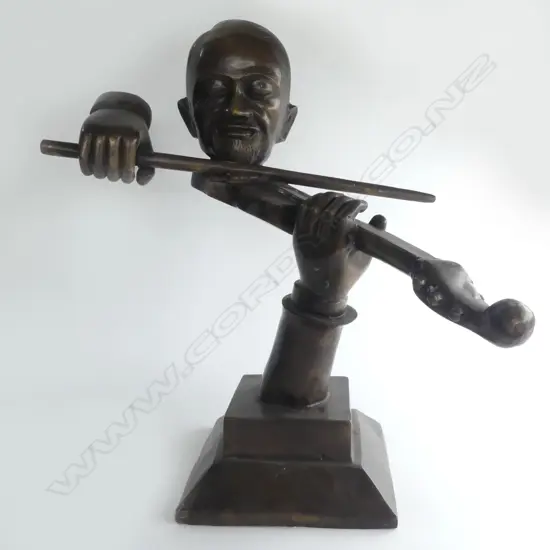 BRONZE VIOLIN PLAYER SCULPTURE H.540mm