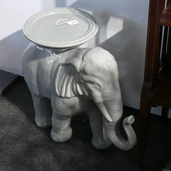 GLAZED CERAMIC ELEPHANT SIDE TABLE