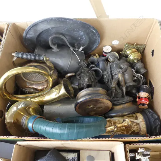 PEWTER, PR SPELTER FIGURINES, ORIENTAL RESIN FIGURE H.370mm, HORNS ETC