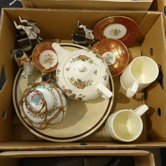 ASST. CERAMICS INCL.2 NORMAN THELWELL BESWICK HORSES R. DOULTON CHARGER, WEDGWOOD TEAPOT, 2 KEITH MURRAY MUGS ETC