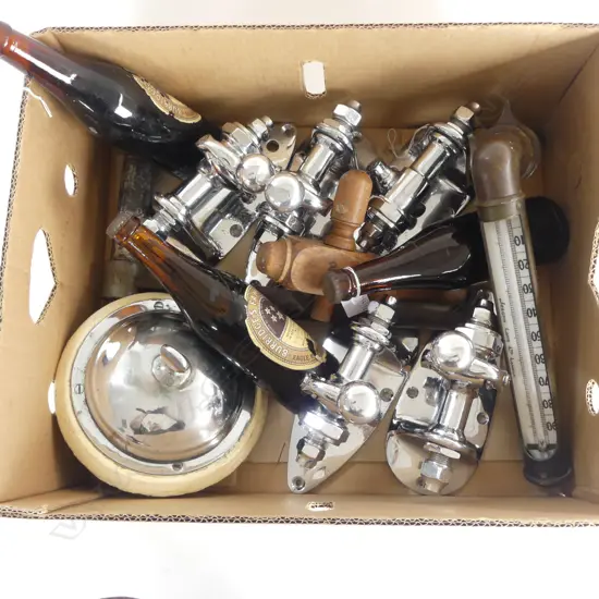 COLLECTION BURRIDGES BREWERY  MASTERTON ITEMS 1920S  BEER BOTTLES CROME BEER PULLS TAPS KEG BUNG REMOVING TOOL  ETC