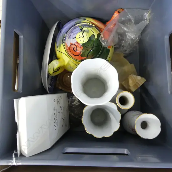 SMALL BOX CHINA VASES TEAPOT ETC