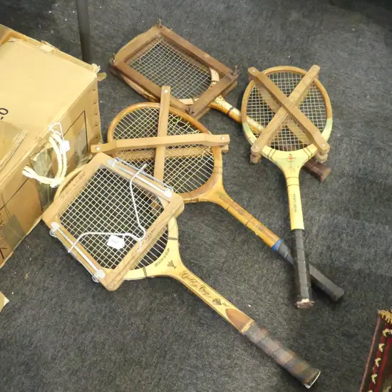 4 VINTAGE TENNIS RACKETS