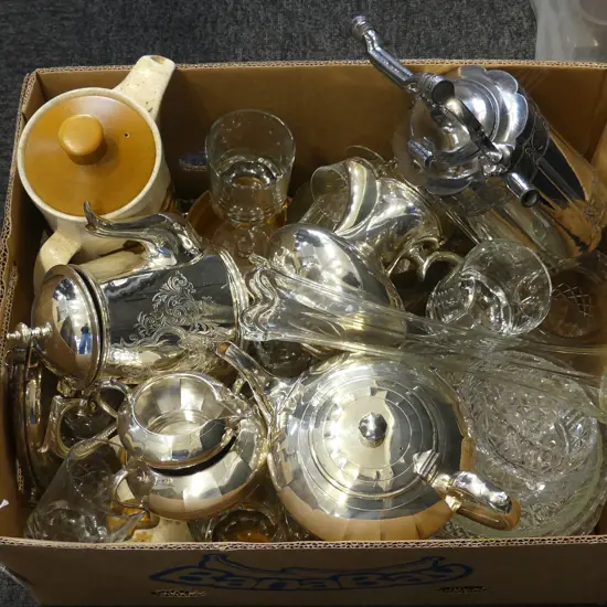 ASST. SILVER PLATE, ROYAL WORCESTER PALISSY KALABAR TEA SET ETC