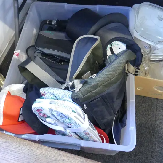 BOX LOT HATS AND BAGS