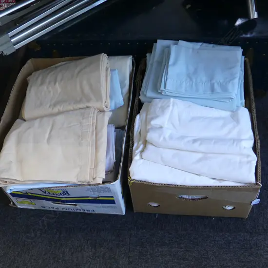 2 BOXES BED SHEETS ETC