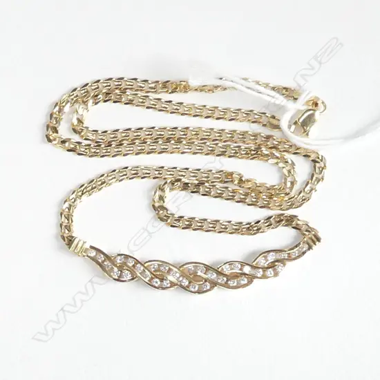 14CT YELLOW GOLD & DIAMOND SET NECKLACE 12.65gms