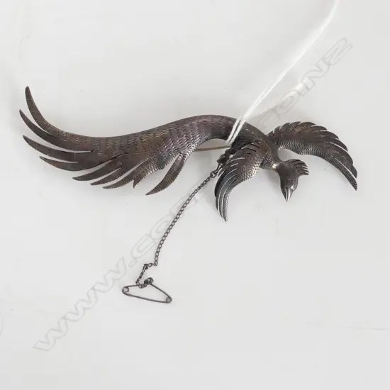 TONY BULLER SILVER PHOENIX BROOCH H.120mm