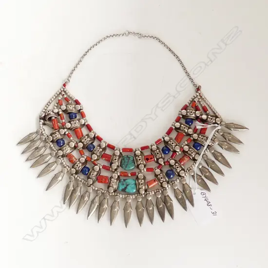 LRG TIBETAN CHOKER w TURQUOISE & LAPIS LAZULI, PURCHASED 1978