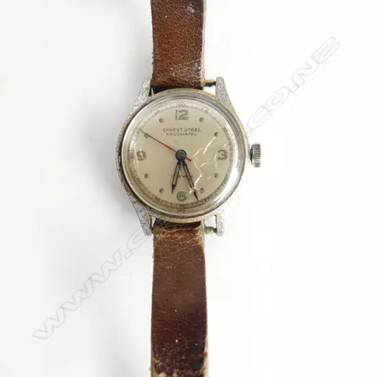 c1940's ERNST BOREL 17 JEWEL WRIST WATCH MID SIZE running showing wear