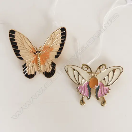 2 COSTUME BUTTERFLY BROOCHES