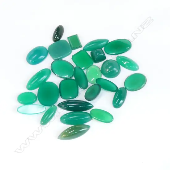 GREEN AGATE CABOCHONS & DISKS