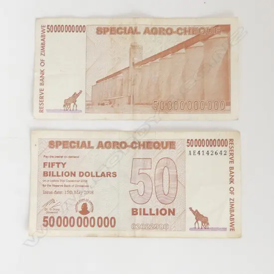 PR FIRST ED ZIMBABWEAN 50 BILLION DOLLAR BILLS