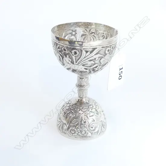 COLONIAL SILVER DOUBLE SPIRIT MEASURE SOUTH EAST ASIA ANIMAL EMBOSSING 52GRAMS H.100MM