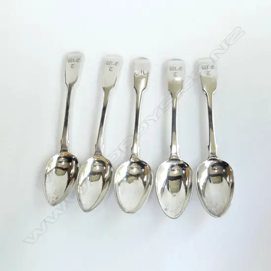 5 GEO S/SILVER TEA SPOONS 57GRMS