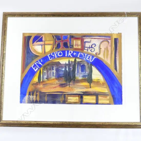 ALISON RYDE (1945-)  Archscape 'EN ESPO IR + DIEV' WATERCOLOUR PAINTING 490 x 710mm