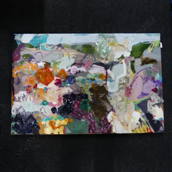 VIRGINIA LEONARD 'VIEW FROM STUDIO' MIXED MEDIA ON CANVAS. 600 x 900mm