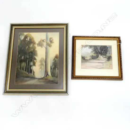 2 ARTWORKS; J. G. CROFT, GUM TREES, WC 1919 445x340mm + SIGNED OIL 200x250mm