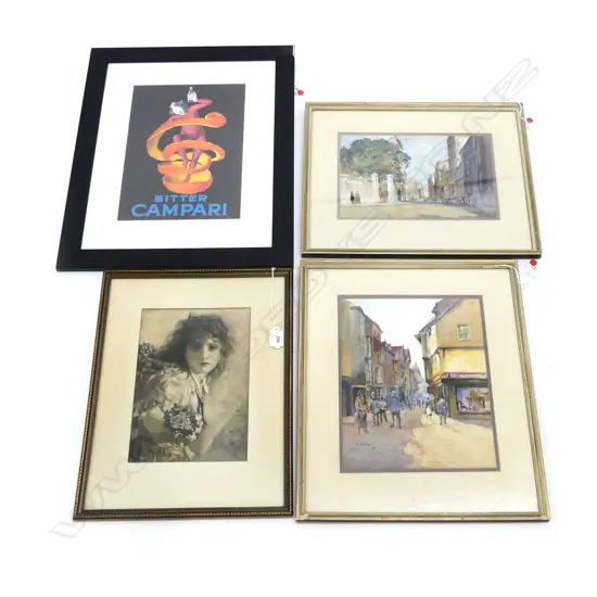 4 ARTWORKS; CAMPARI PRINT 330x230mm, GIRL PRINT, 2 TOWN W/Cs