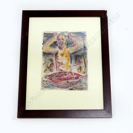 ARTIST UKNOWN 'BURIAL CEREMONY' MIXED MEDIA ON PAPER, 180x245mm...