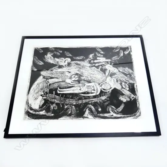 LG ABSTRACT B/W PRINT, SIGNED (KEMP?) & DATED '86, 1/10 680x910mm