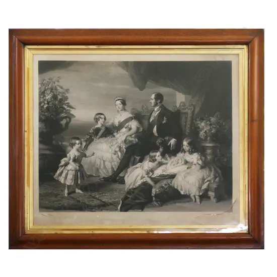 LG VICTORIAN LITHOGRAPH AFTER F. WINTERHALTER, QUEEN VICTORIA & FAMILY 1846 925x1075mm overall / faults