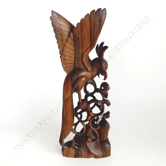 ORIENTAL CARVED WOODEN BIRD H.400mm