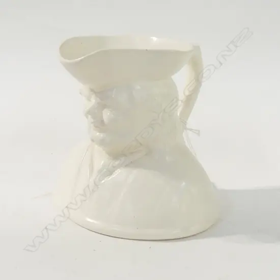 CROWN LYNN WHITE TOBY JUG, 140X120X120mm