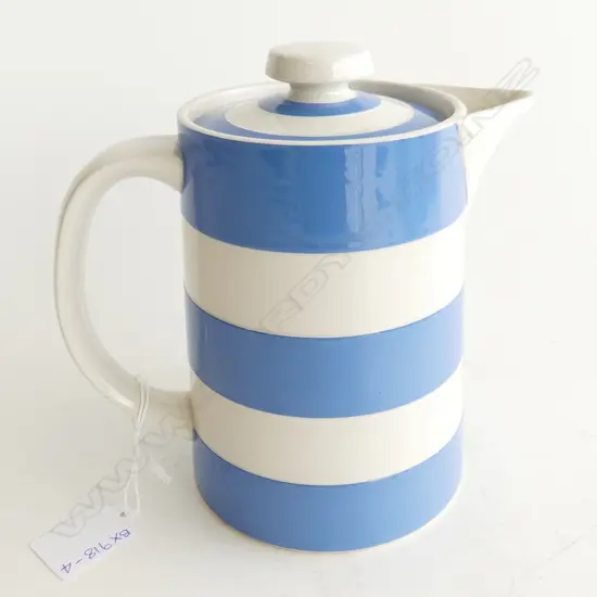 TG GREEN BLUE & WHITE CORNISHWARE COFFEE POT (H. 165mm)  