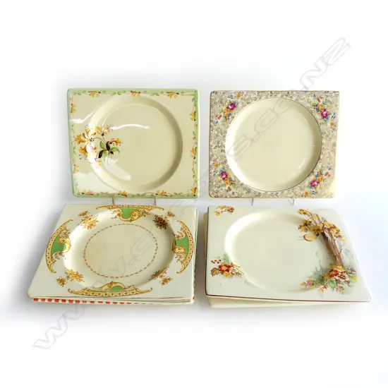 7 DECO PLATES VARIOUS FLORAL DESIGNS, 'THE BIARRITZ' ROYAL STAFFORDSHIRE, 230mm x200mm