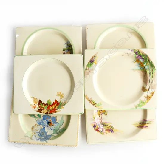 6 DECO SIDE PLATES, VARIOUS FLORAL DESIGNS, 'THE BIARRITZ' ROYAL STAFFORDSHIRE, SLIGHT CRAZING ON SOME