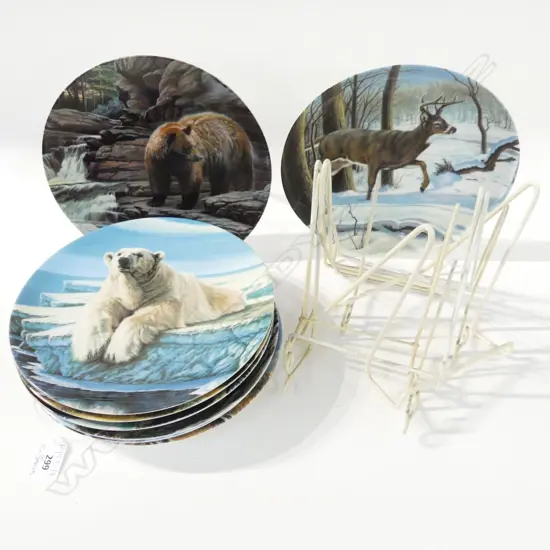 8 DOMINION CHINA PLATES - PAUL KRAPF CANADIAN WILDLIFE SERIES 220mm dia + STANDS