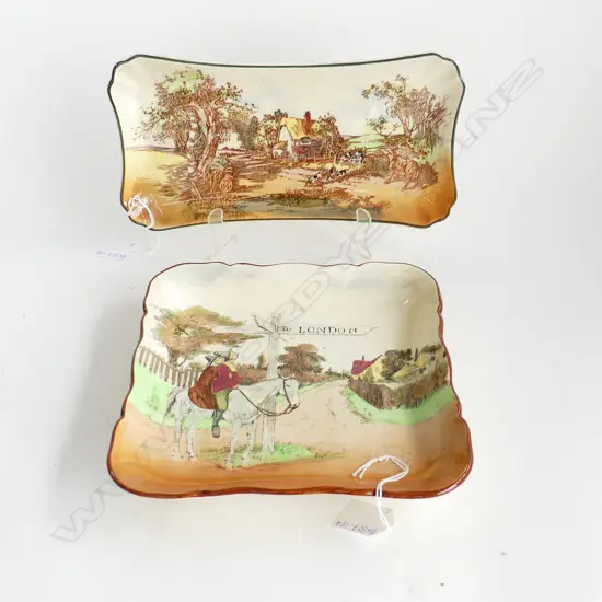 DOULTON SANDWICH PLATE RUSTIC ENGLAND,L 28CM,W 15CM, & SIR ROGER DE COVERLEY SQUARE DISH, L 21.5 , W 21.5, D 3.5CM