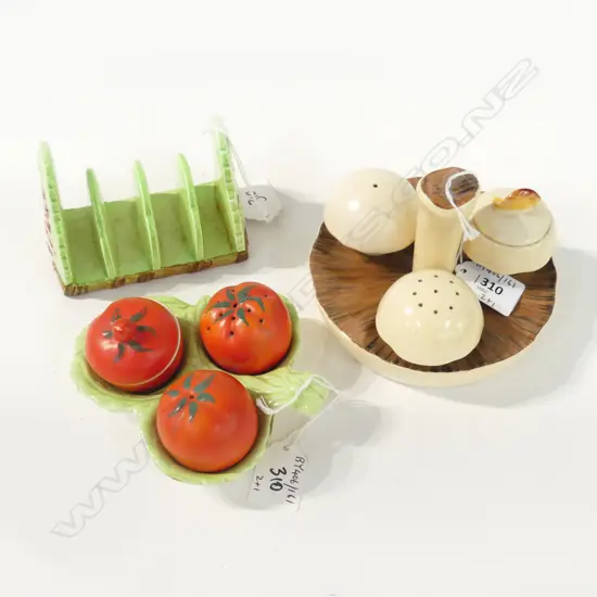 2 CARLTONWARE CONDERMENT SETS & TOAST RACK L110MM