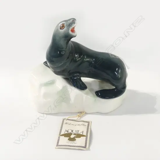 AQUILA POTTERY SEAL ON ROCK H200MM