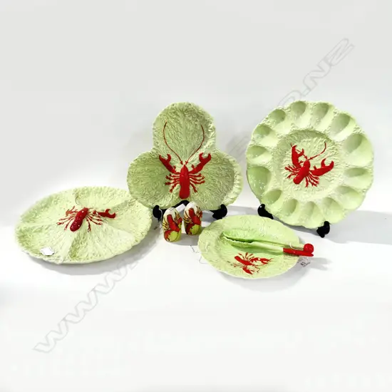 4 LOBSTER PAT CARLTON WARE SERVING PLATTERS SERVERS & SALT & PEPPER