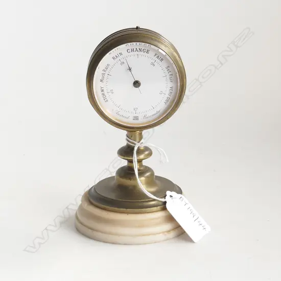 SMALL ANEROID BAROMETER  ON MARBLE BASE H140MM
