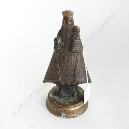 BRASS MOTHER & BABY JESUS DEVOTIONAL STATUE H.180mm