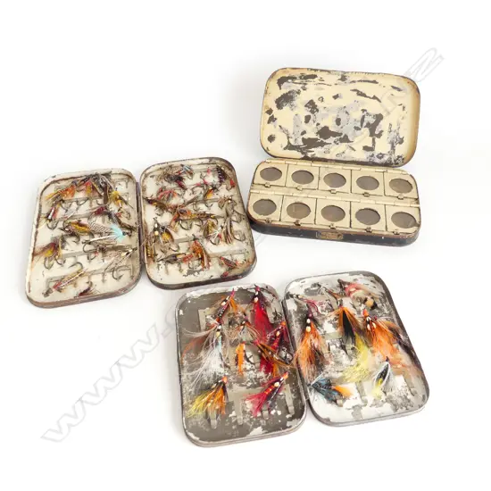  3 TINS VINTAGE FISHING FLYS