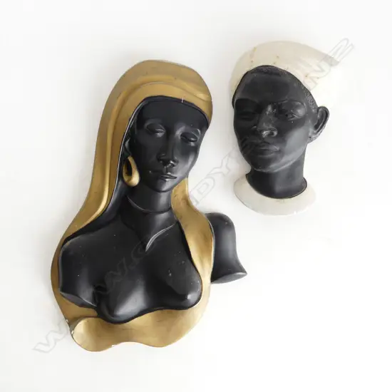 2 RETRO BUSTS, 1 GOLD PAINTED VEIL & ONE YOUNG EGYPTIAN w WHITE HEADSCARF