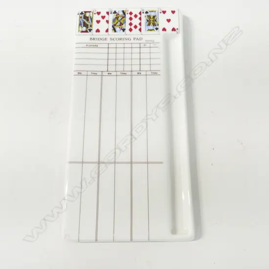 BRIDGE SCORING PORCELAIN PAD QUEEN’S CHINA STAFFORDSHIRE L. 21CM