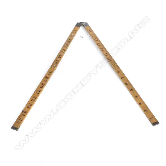 VINTAGE WOODEN & BRASS 3ft RULER