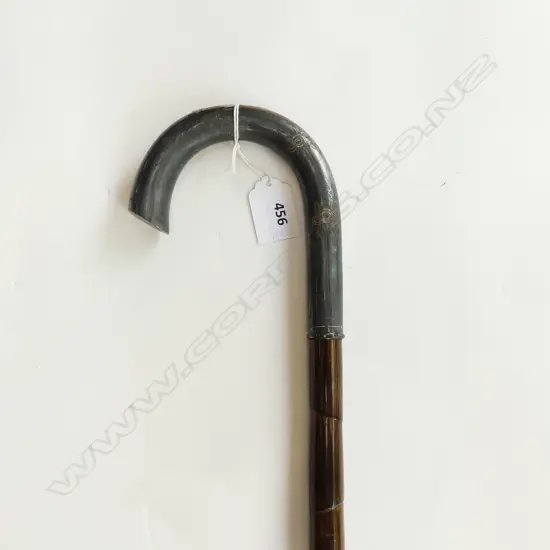 VINTAGE WALKING STICK w. 800 SILVER HANDLE L.850mm