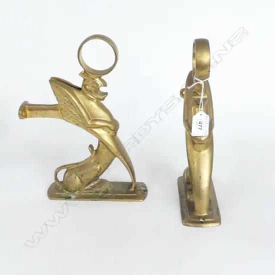 PAIR OF BRASS SCONCE GARGOYLES H270MM